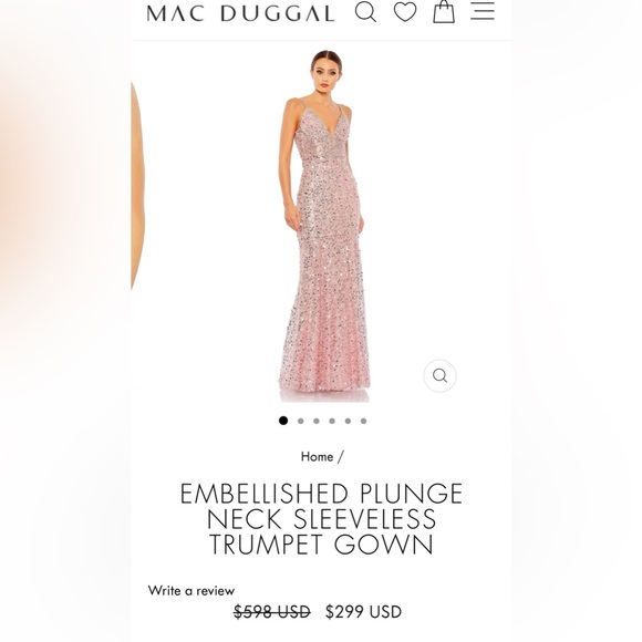 NWT Mac Duggal Embellished Plunged Neck Sleeveless Trumpet Gown Rose Size 10 - Picture 4 of 12